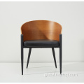 China soft upholstery seat plywood chair with iron leg Supplier